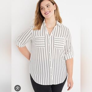 Maurices NWOT XL Striped Button-Up Blouse